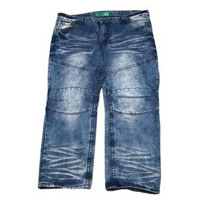 Kaalu Euro for the People Jeans Mens 50/32 Blue Crease Stonewash Straight Leg Hi